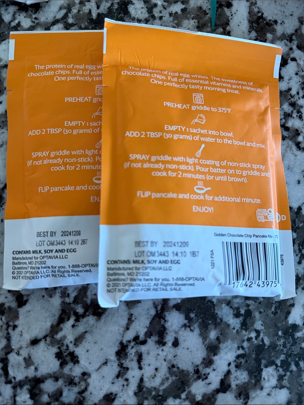 Optavia 6 Golden Chocolate Chip Pancake mix, 2 chocolate, 1 pb shakes. Expired - Picture 3 of 4